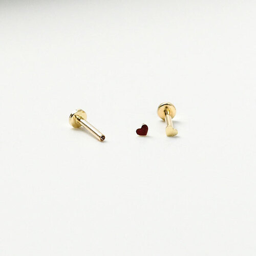 모모리 14K 인터널 하트 라블렛 피어싱 - 트라거스 아웃컨츠 미니 금 귀걸이 / 바두께 1mm